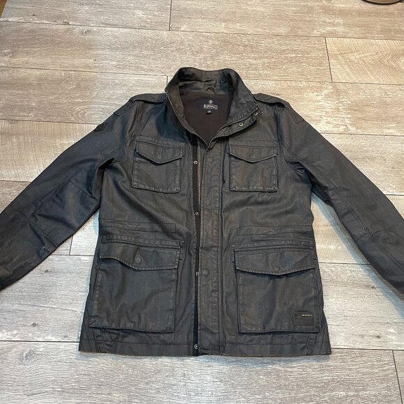 Buffalo David Bitton Grey Waxed Cotton Jacket – Size Mens Large - Picture 1 of 11